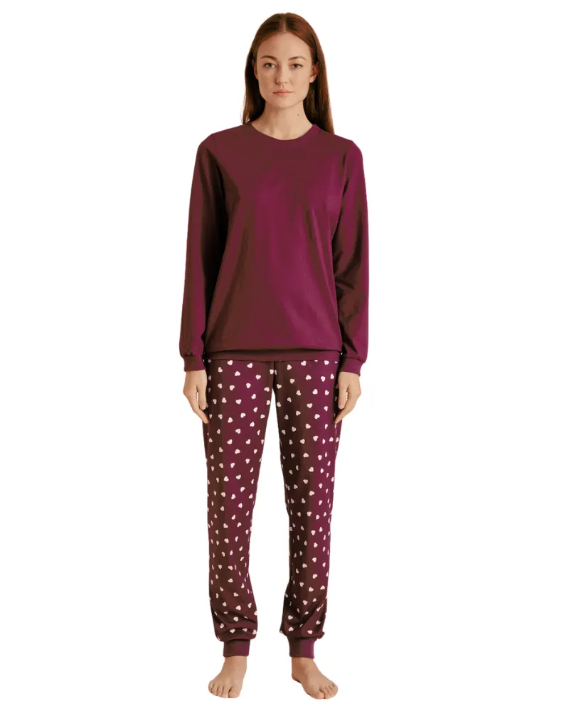 47456 English Red Lovely Nights Cotton Pajamas Set