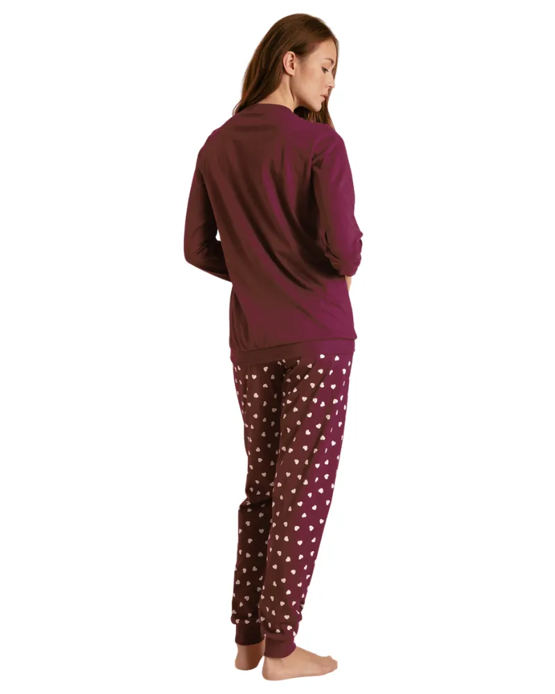 47456 English Red Lovely Nights Cotton Pajamas Set