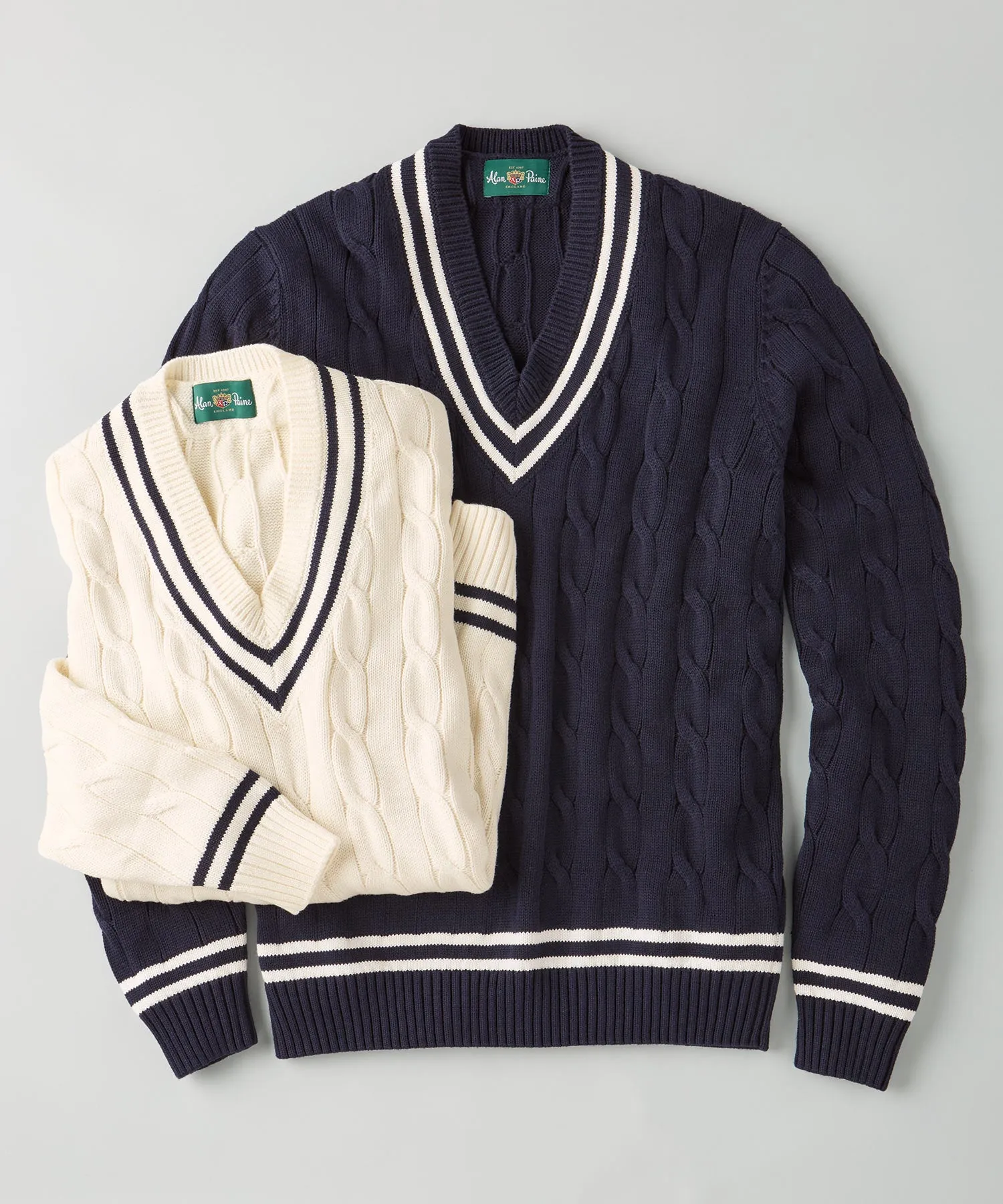 Alan Paine Sandridge Cotton Cable Tennis Sweater