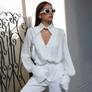 Bae Silky Lapel Long Sleeve Shirt