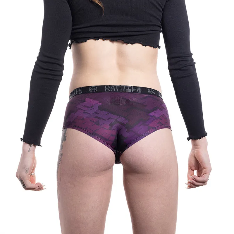 Battle Briefs Women's Purple 3D Cube