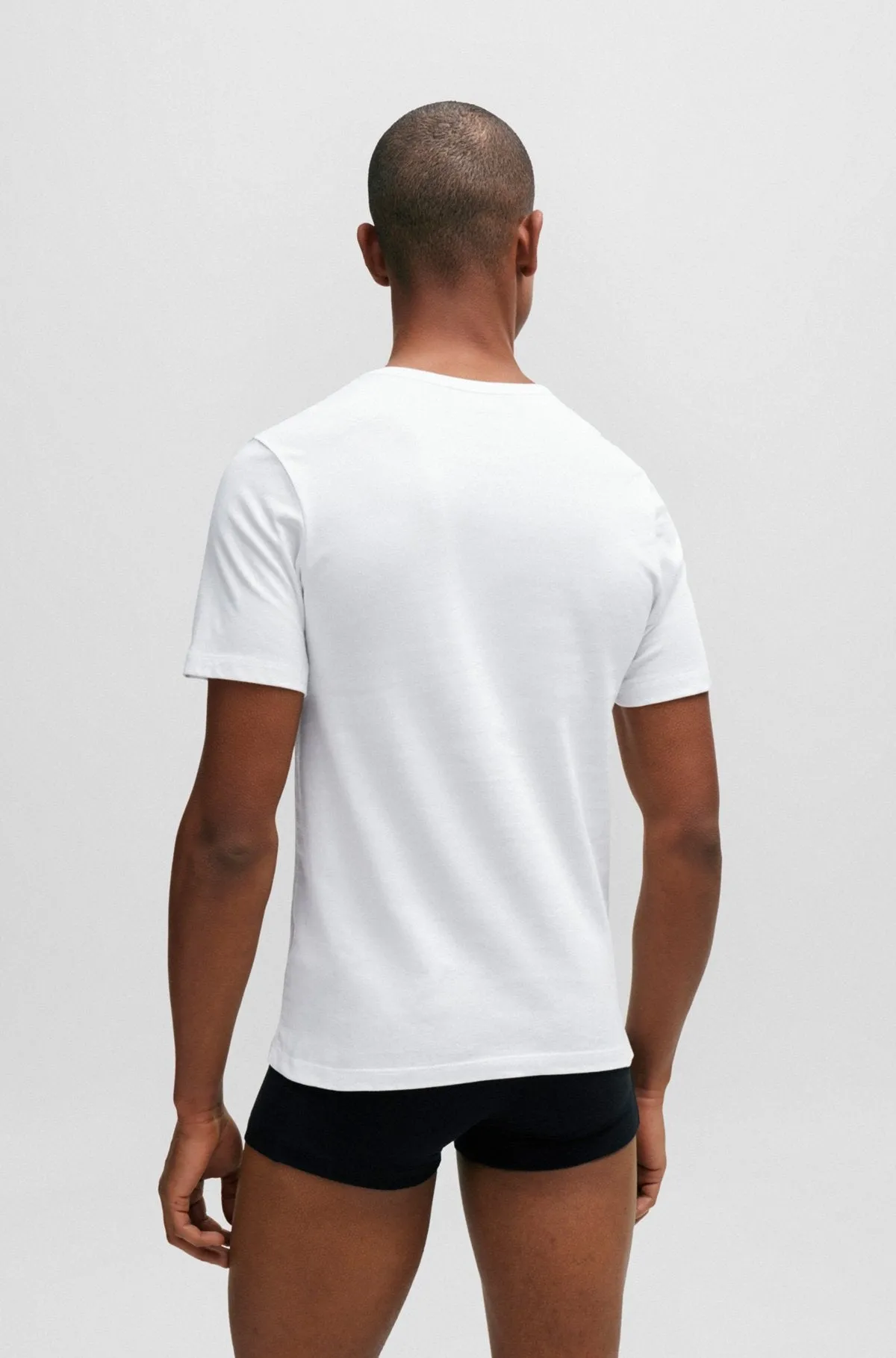 BOSS 3 Pack Classic Logo-Embroidered  Cotton T-Shirts - White/Grey/Black