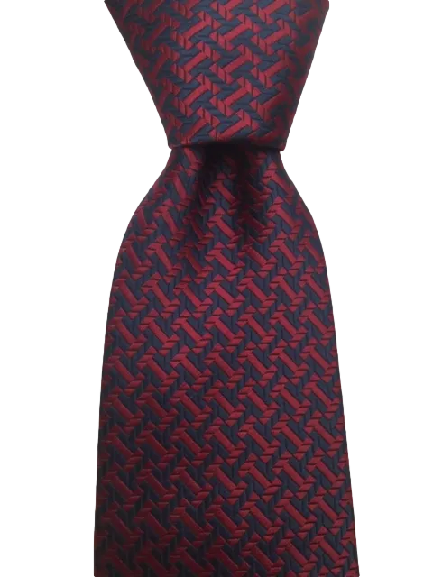 Burgundy & Navy Blue Geometric Tie