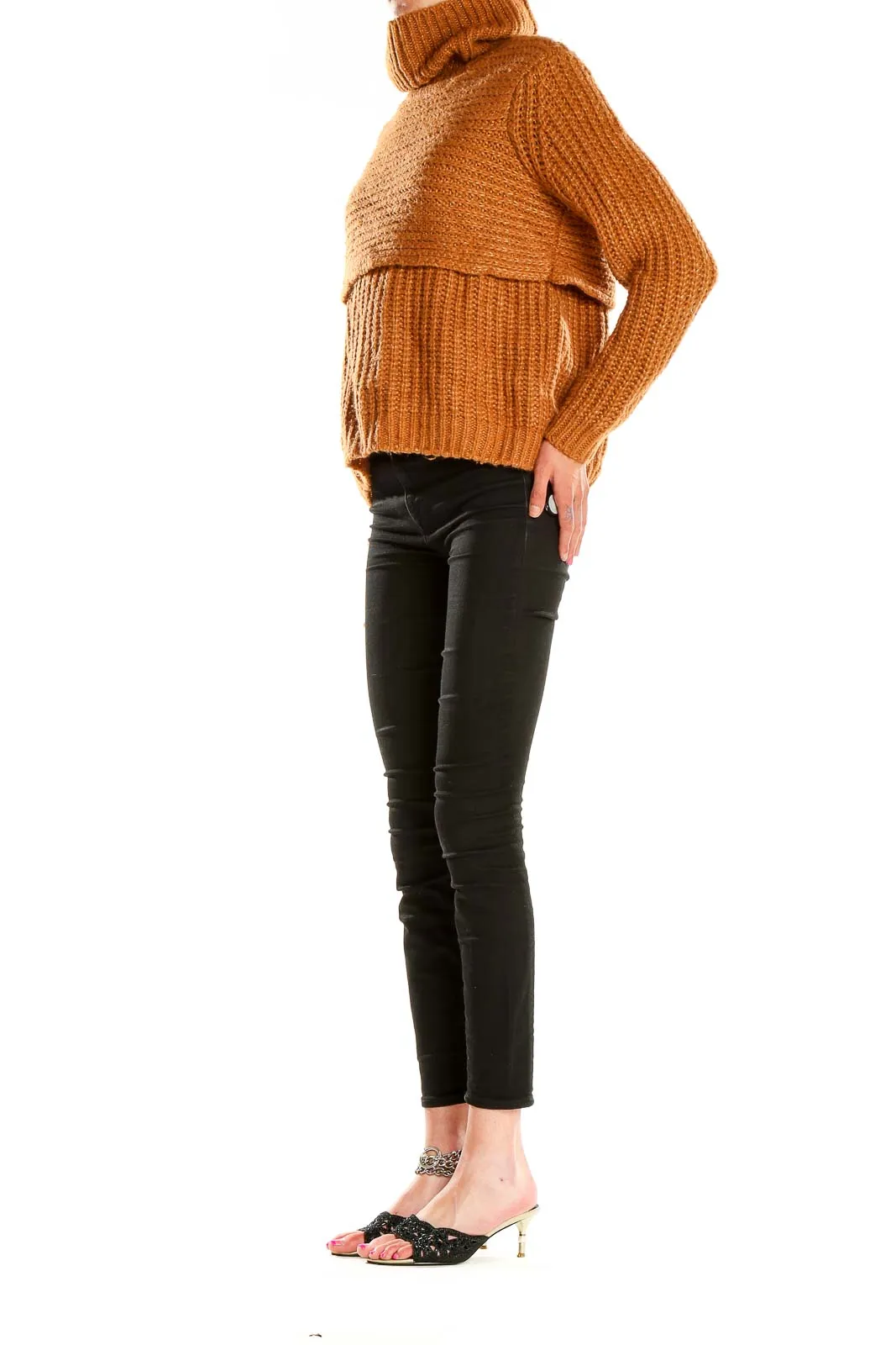 Camel Chunky Knit Turtleneck Sweater