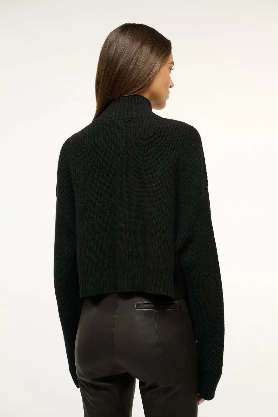 CASHMERE CROPPED HAMPTON SWEATER | BLACK