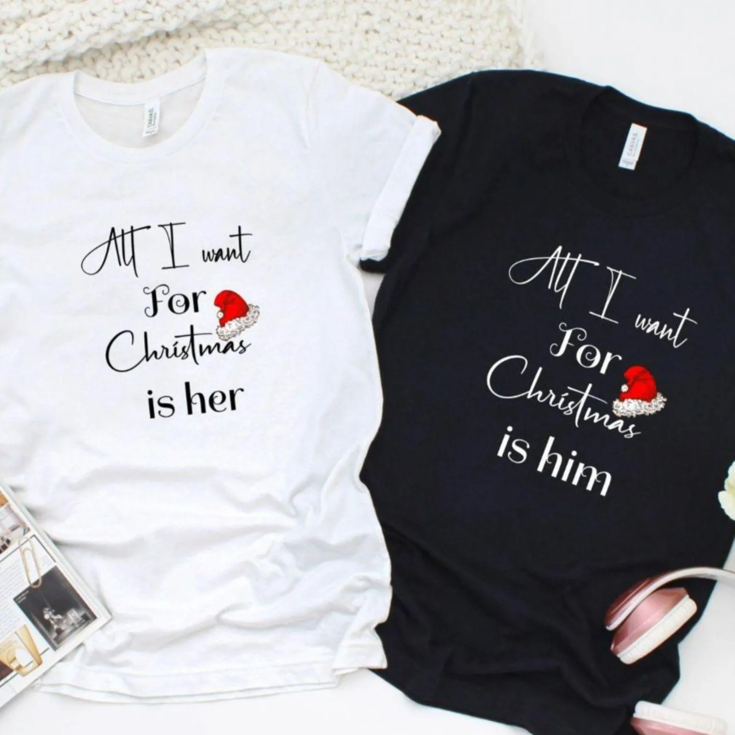 Christmas Matching Set: All I Want for Christmas is Him/Her - Perfect Festive Outfits