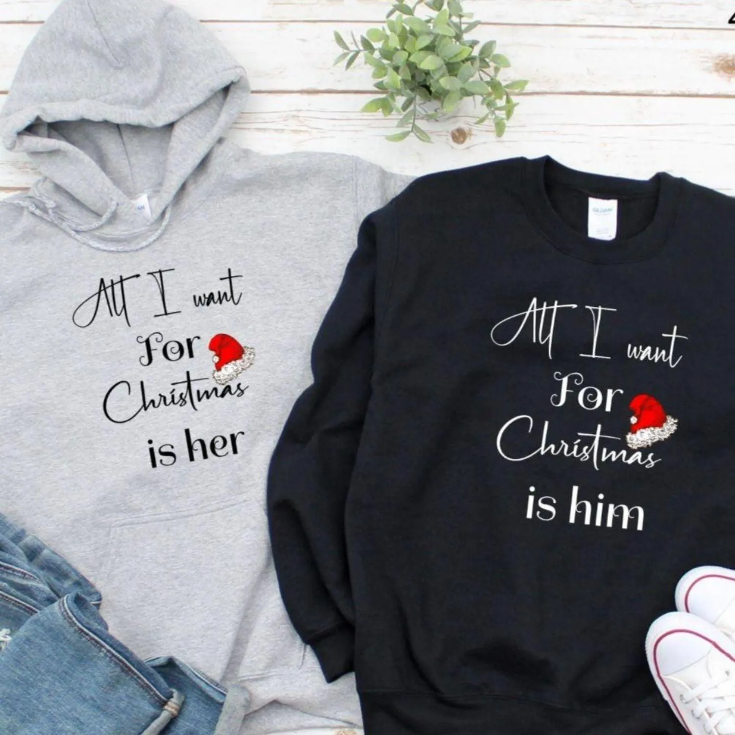 Christmas Matching Set: All I Want for Christmas is Him/Her - Perfect Festive Outfits