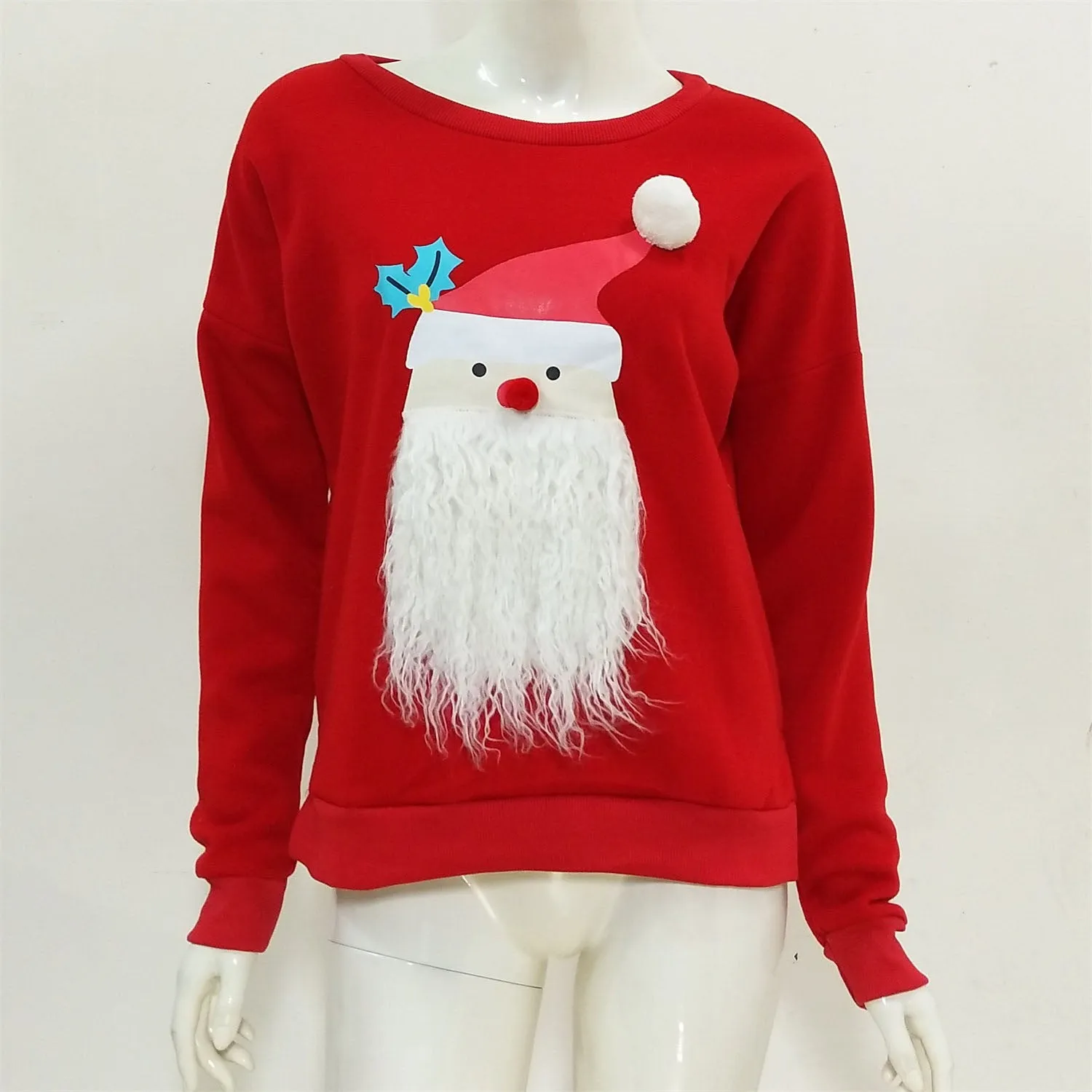 Christmas Santa Claus Print Slim Sweatshirt