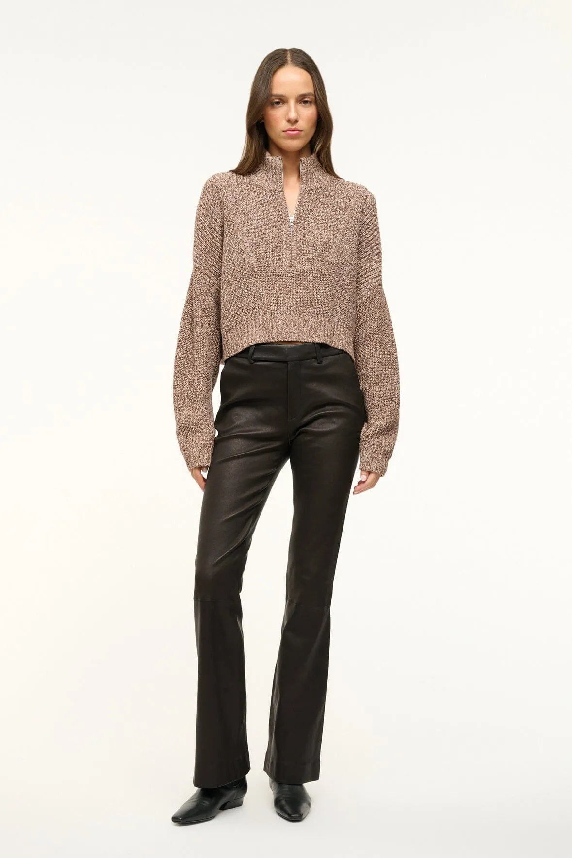 CROPPED HAMPTON SWEATER | MOCHA MELANGE