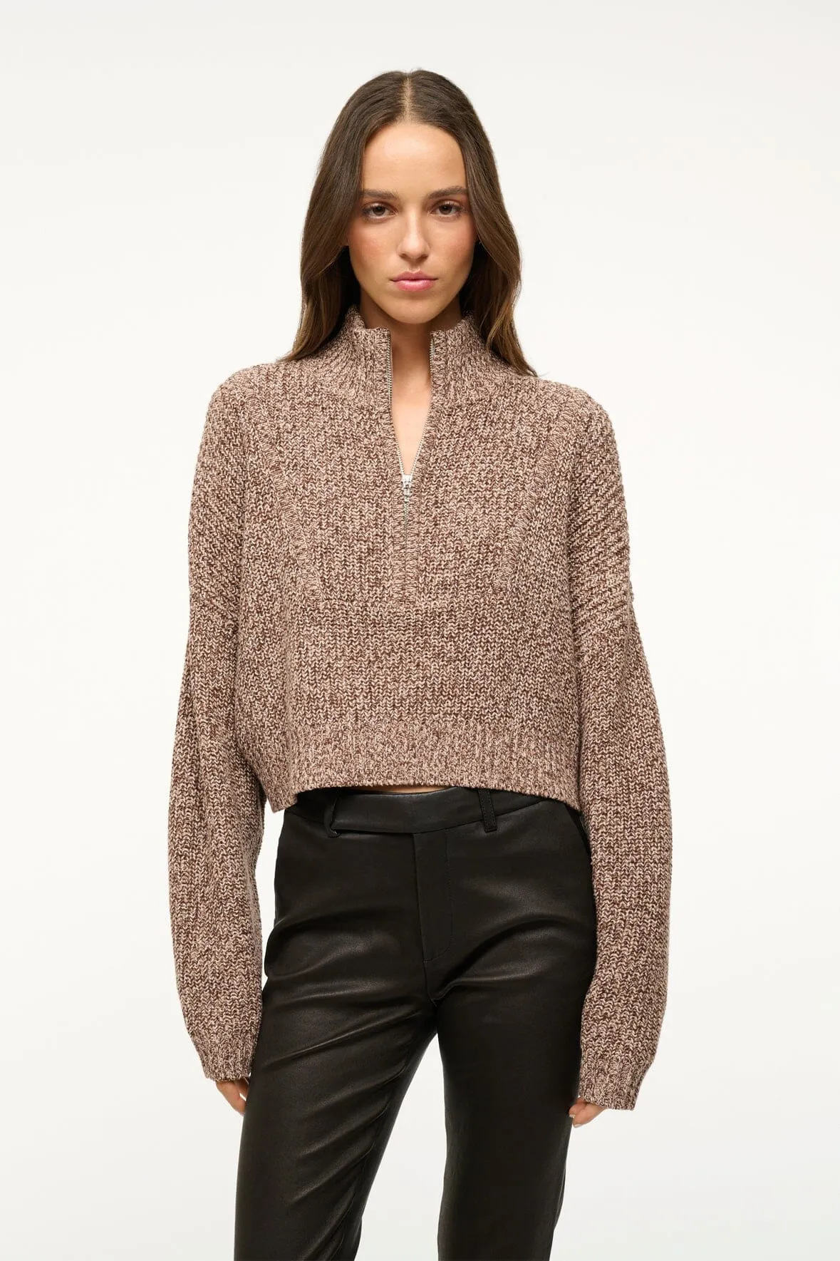 CROPPED HAMPTON SWEATER | MOCHA MELANGE