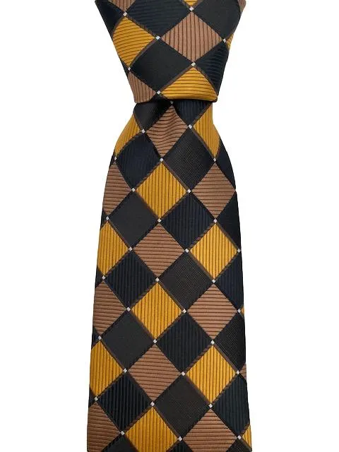 Dark Brown, Light Brown & Golden Orange Diamond Necktie