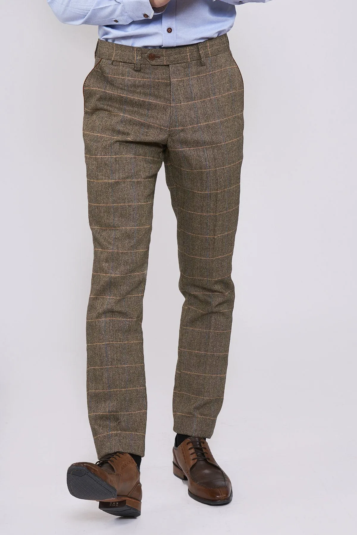 DX7 Tan Tweed Suit With Double Breasted Waistcoat | Check Suit | Office Wear | Wedding Suit