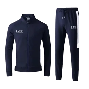 EA EA7 Zip Enclosure Designed Black Tracksuits