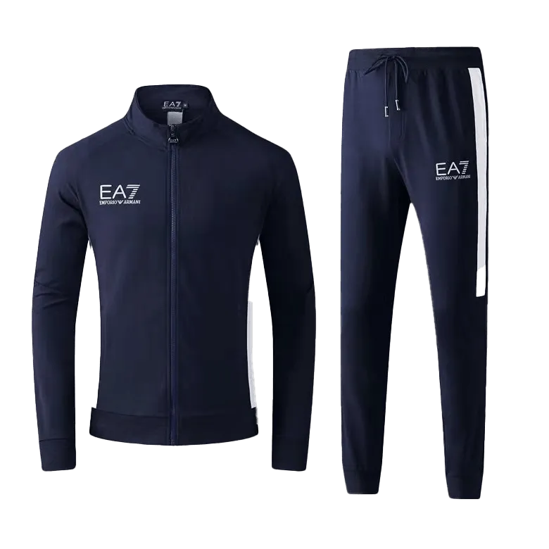 EA EA7 Zip Enclosure Designed Black Tracksuits