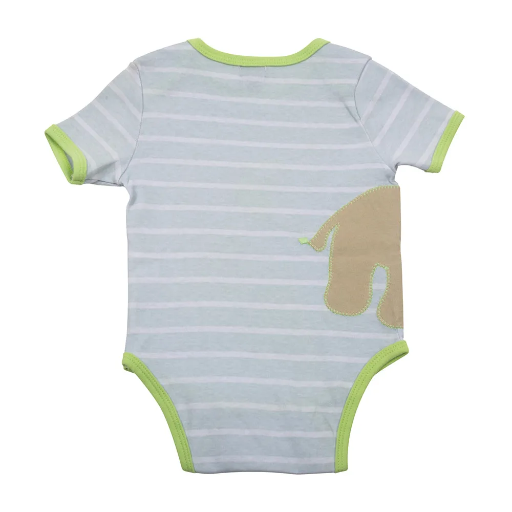 Elephant Blue Stripe Onesie 0-6 Months