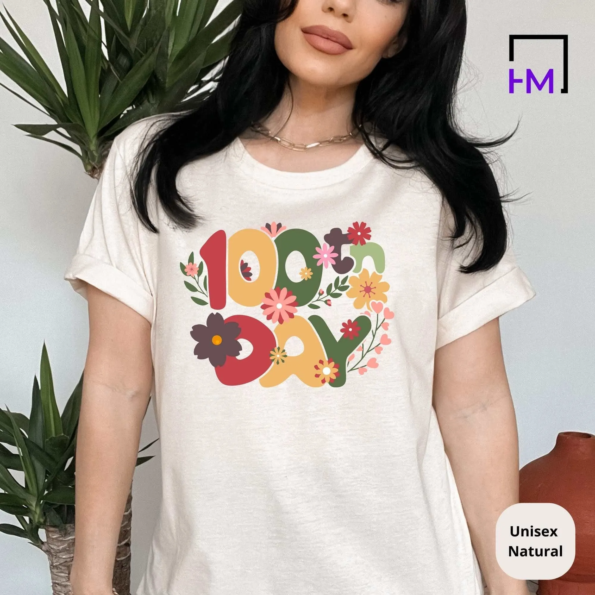 Floral 100 Days of School Shirt