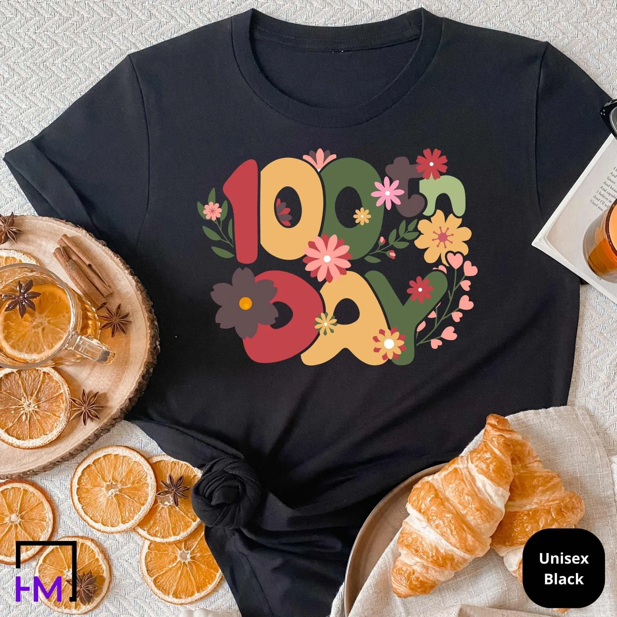 Floral 100 Days of School Shirt