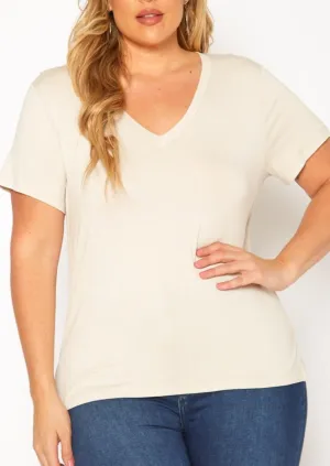 Hi Curvy Plus Size Women V Neck Short Sleeve T-Shirts