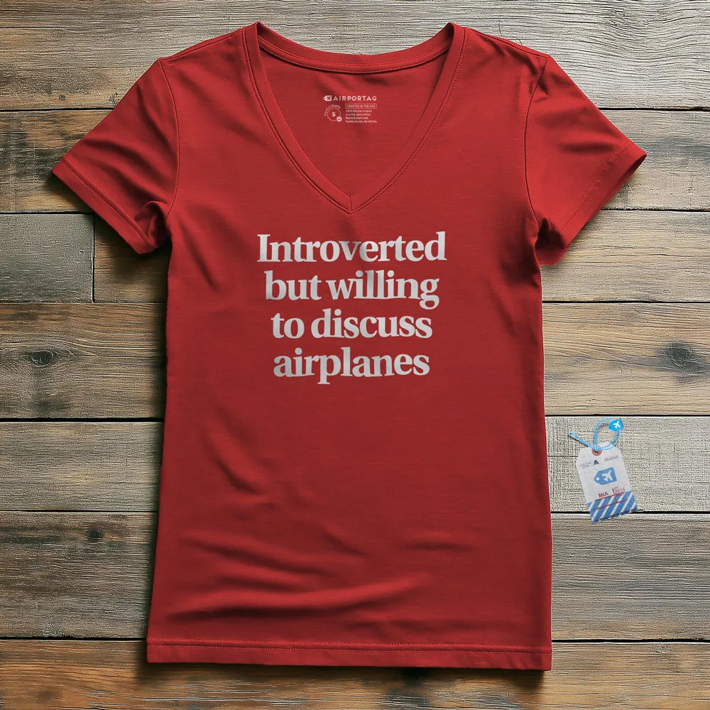 Introverted Discuss Airplanes - Women's V-Neck T-Shirt