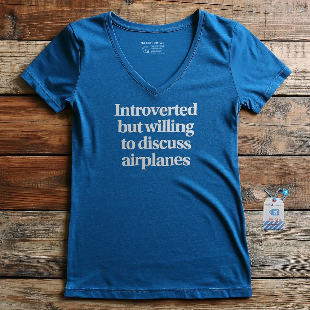 Introverted Discuss Airplanes - Women's V-Neck T-Shirt