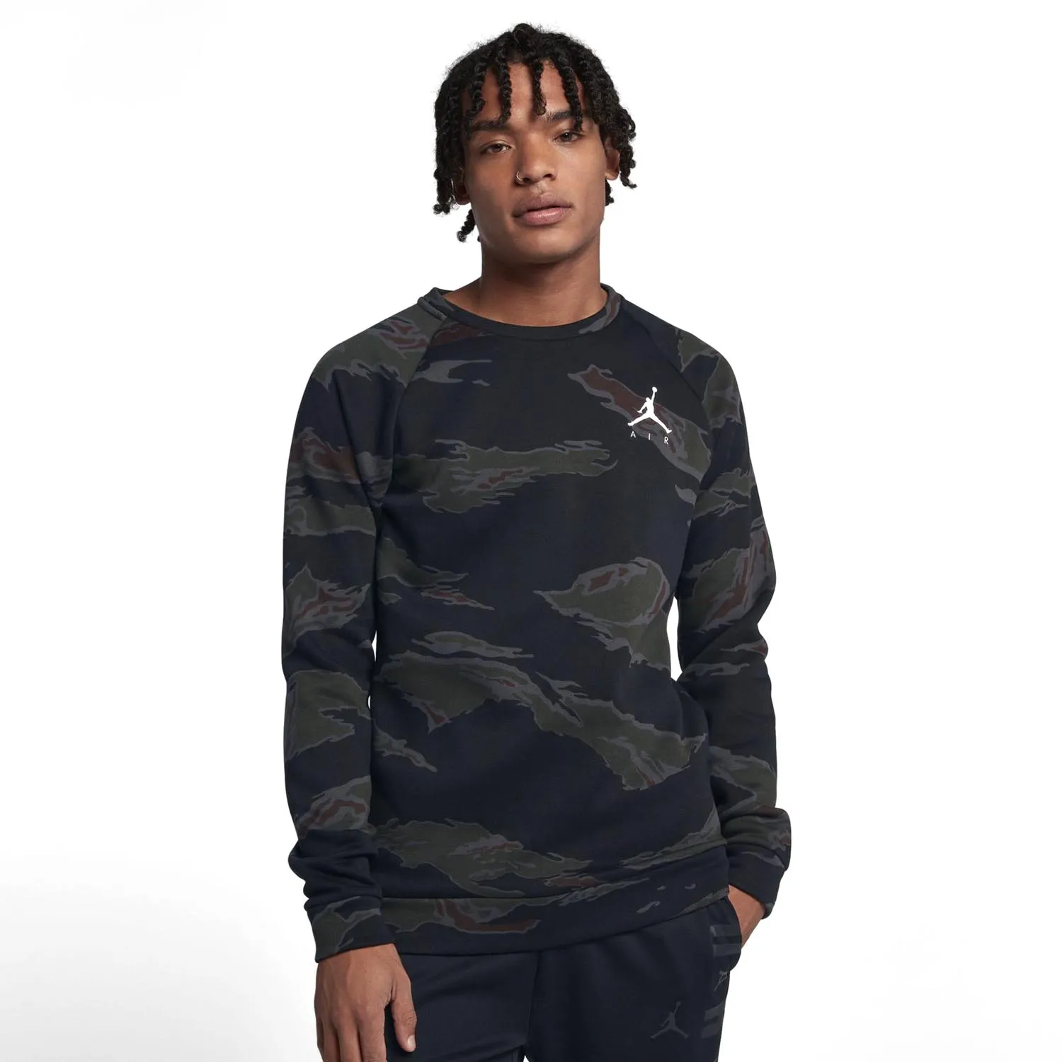 Jordan Men's Jumpman Fleece Camo Crew Sweatshirt Black