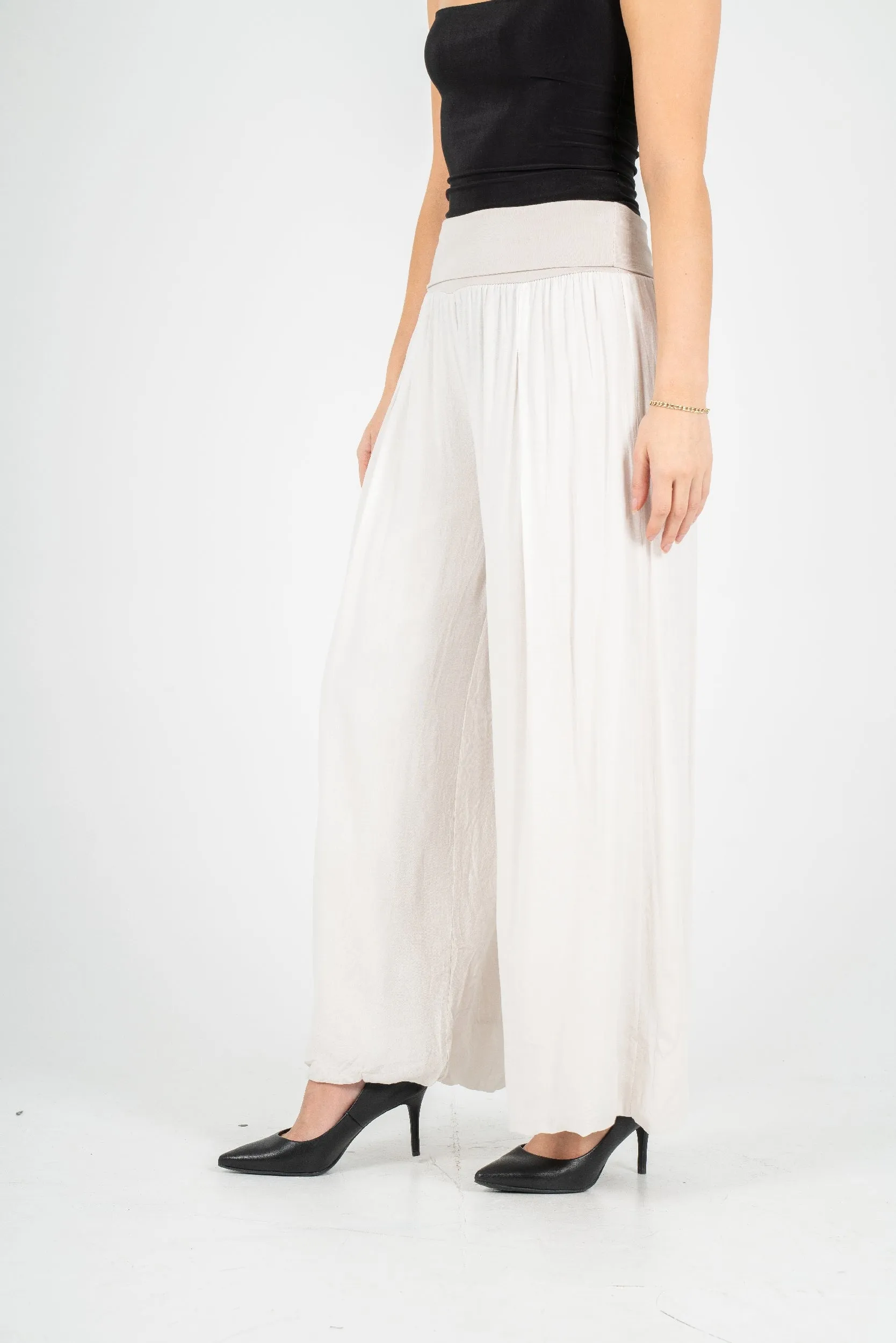 M Made in Italy – Flowy Knit Waistband Pull-On Pants