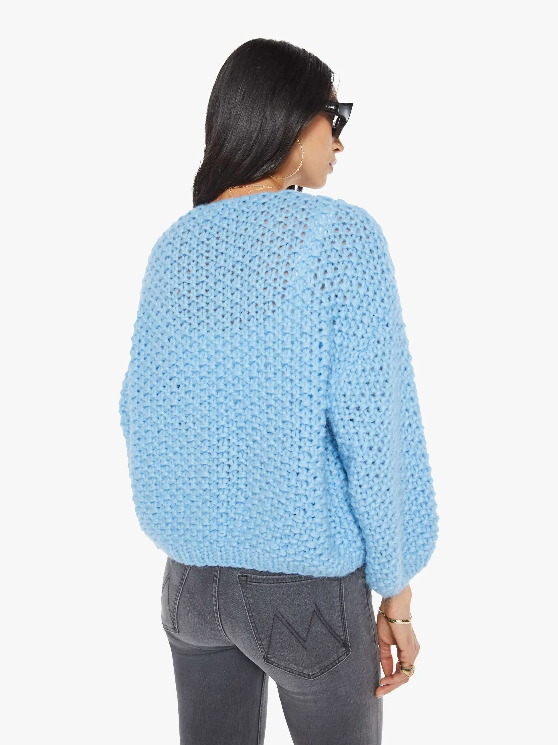 Maiami Alpaca Pearl Pattern Bomber Cardigan - Alaskan Blue