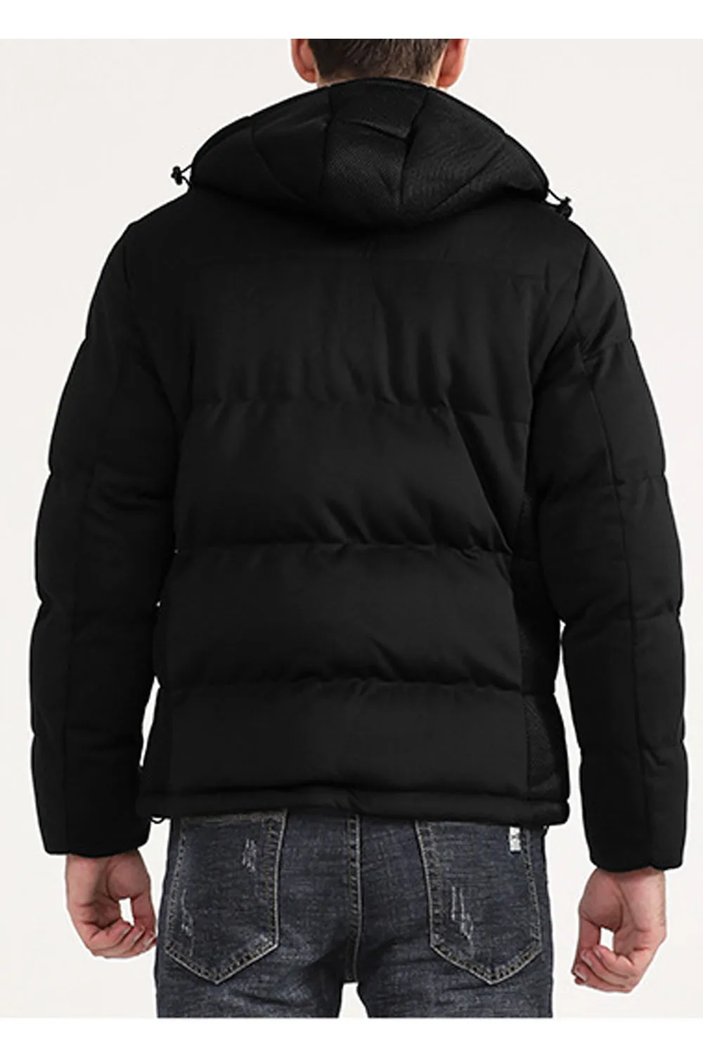 Men Puffy Long Sleeve Zip Up Warm Padded Jacket - MPJ90787