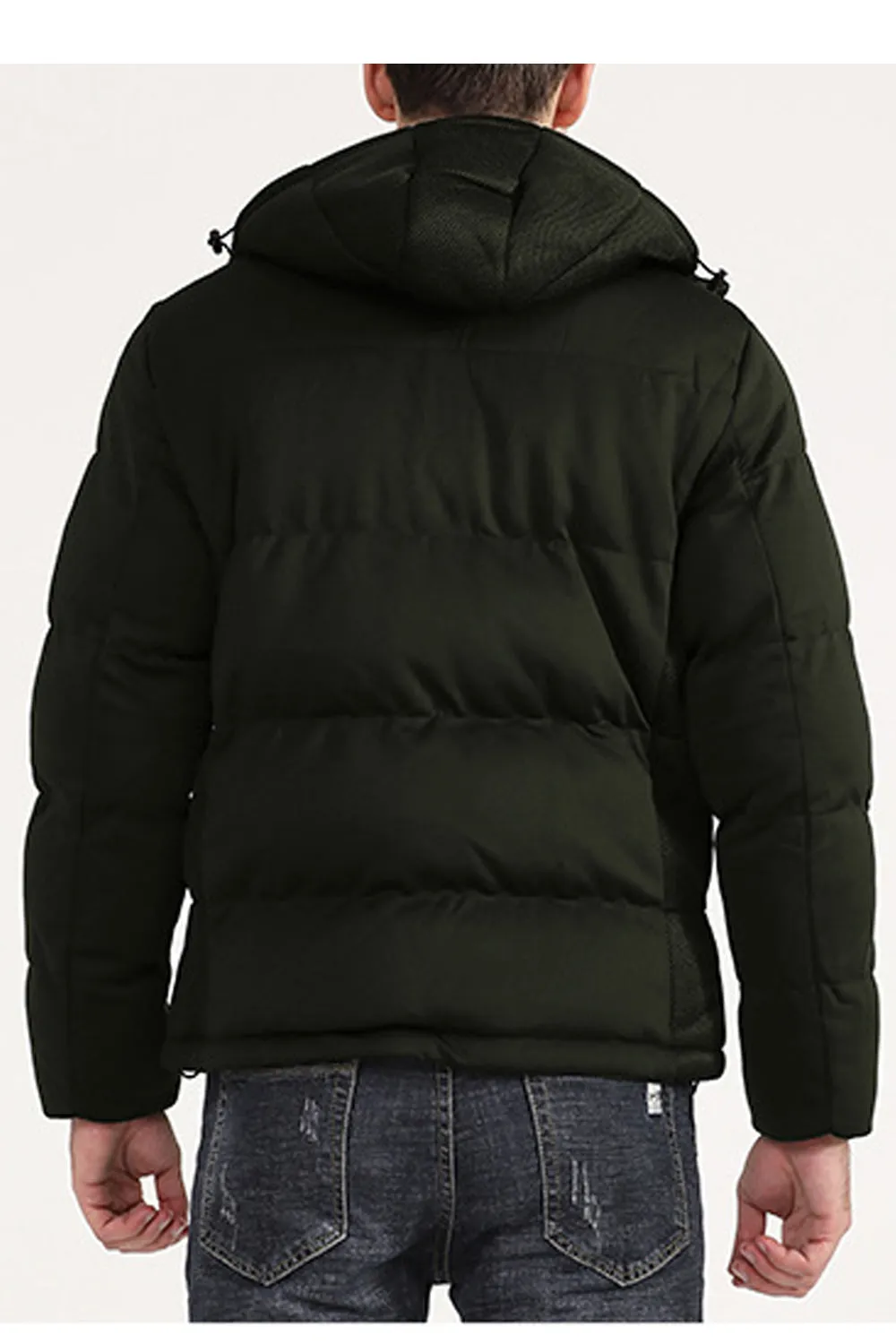 Men Puffy Long Sleeve Zip Up Warm Padded Jacket - MPJ90787