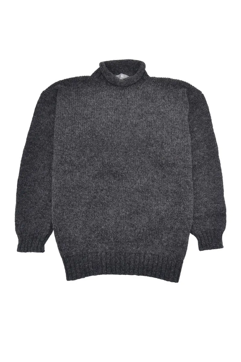 Mens Chunky Roll Neck Jumper - Mid Grey