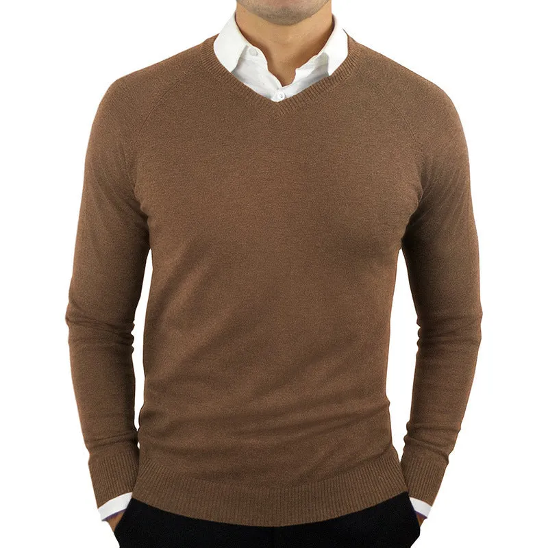 Men’s Classic V-Neck Long-Sleeve Sweater – Stylish and Comfortable