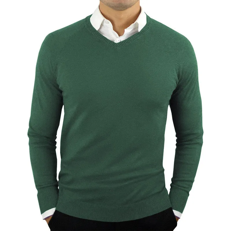 Men’s Classic V-Neck Long-Sleeve Sweater – Stylish and Comfortable