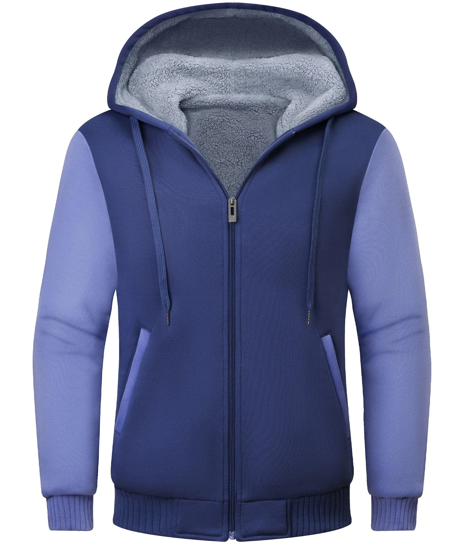 Men's Contrast Color Fleece Hoodie-ZPK006404