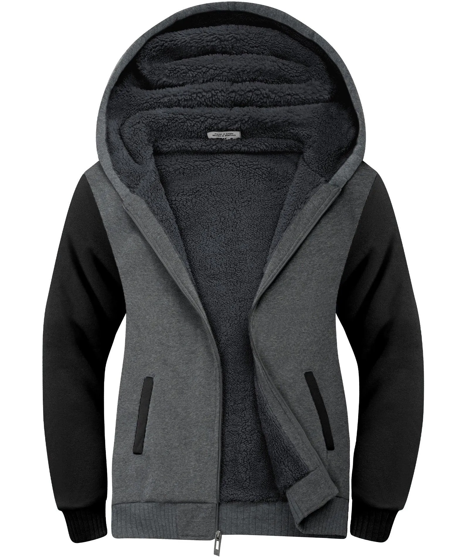 Men's Contrast Color Fleece Hoodie-ZPK006404