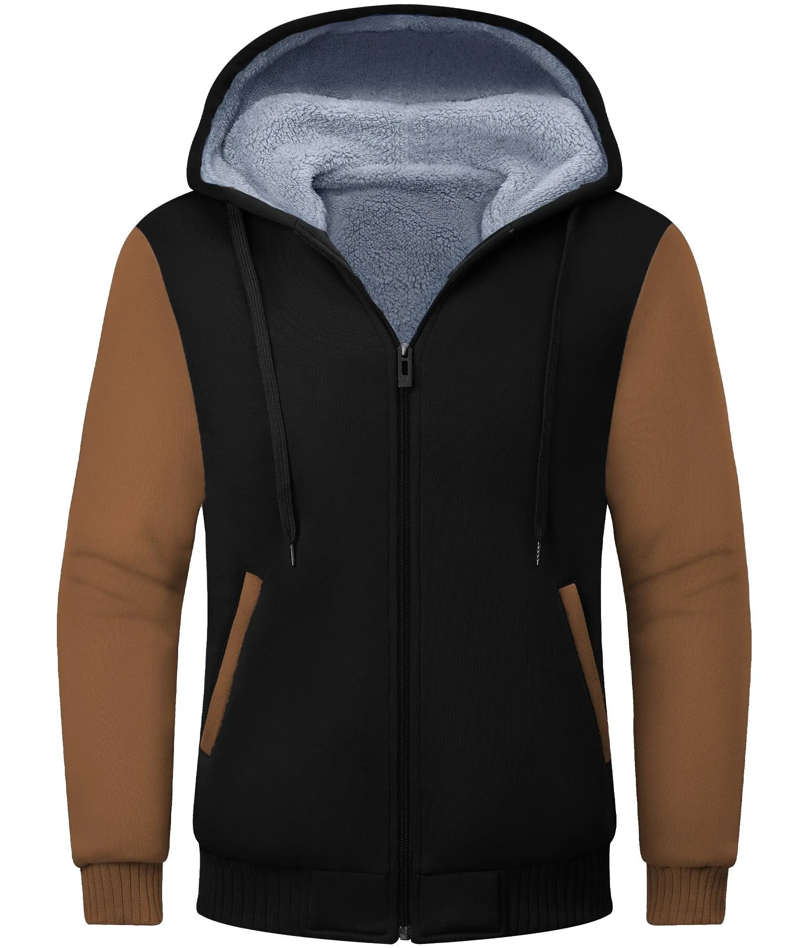 Men's Contrast Color Fleece Hoodie-ZPK006404