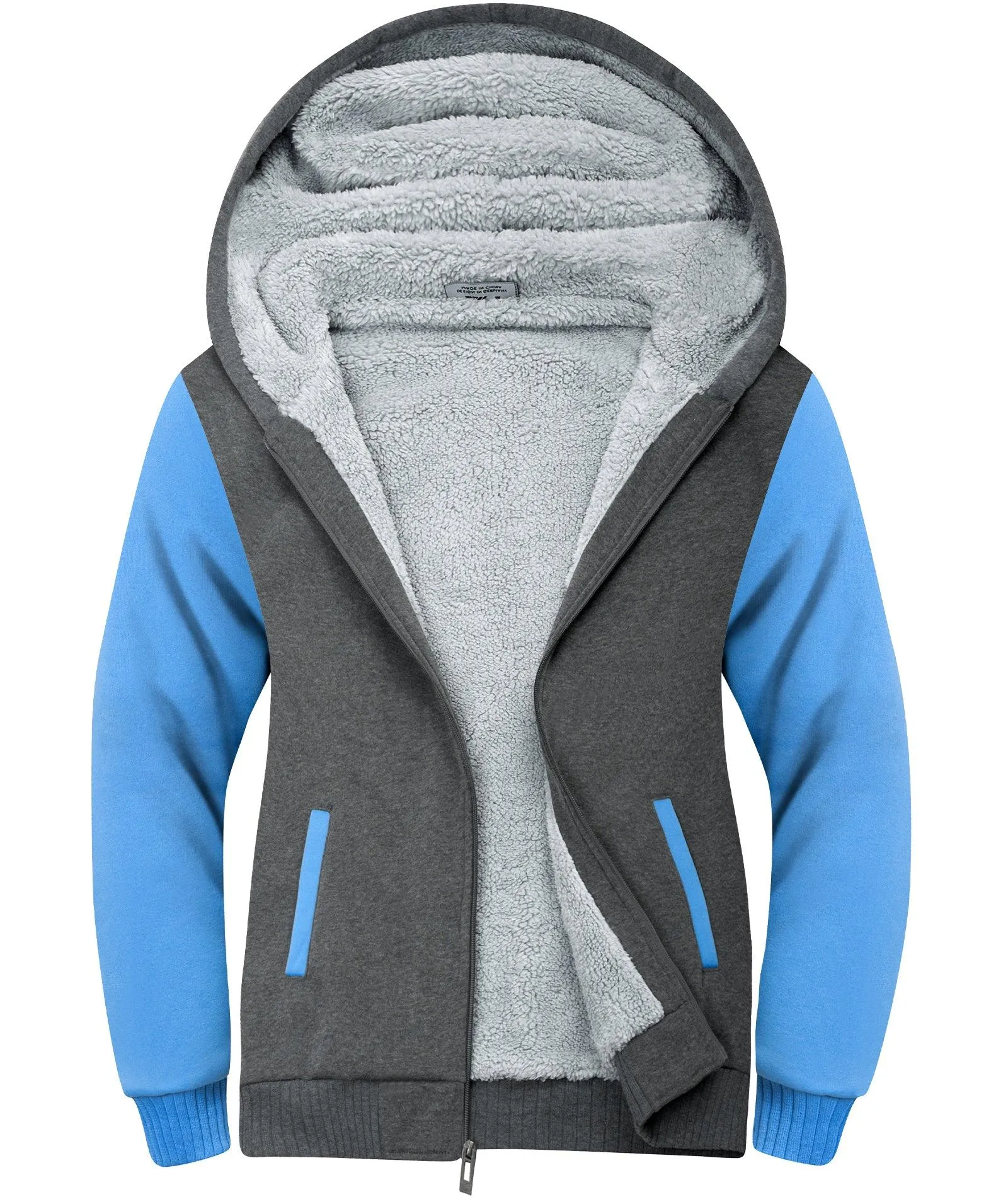 Men's Contrast Color Fleece Hoodie-ZPK006404