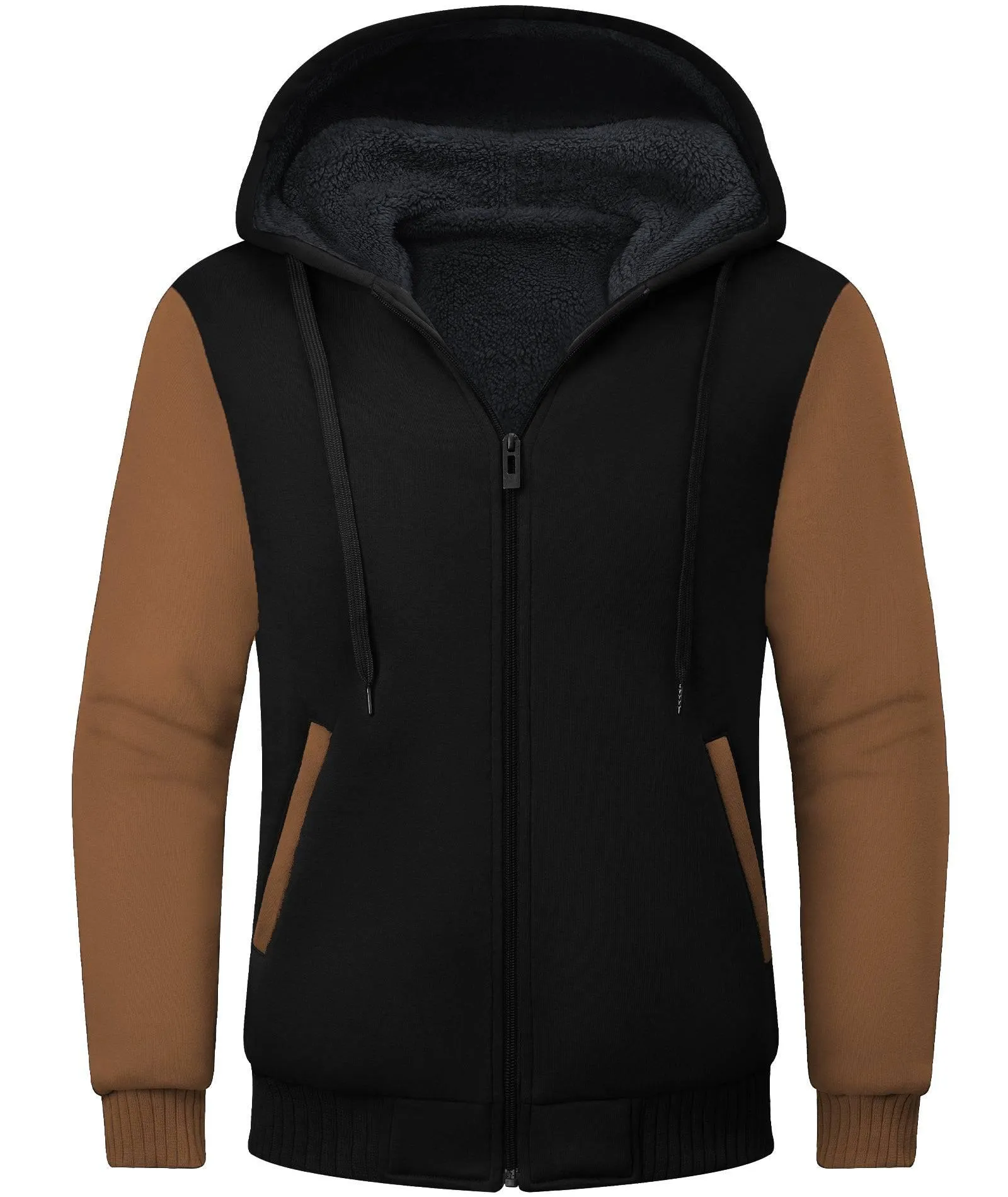 Men's Contrast Color Fleece Hoodie-ZPK006404