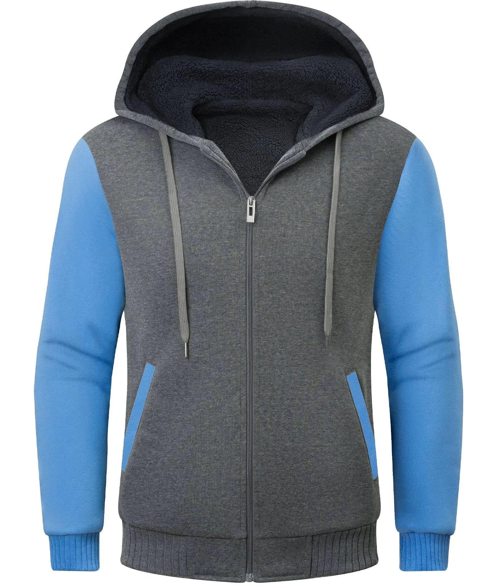 Men's Contrast Color Fleece Hoodie-ZPK006404