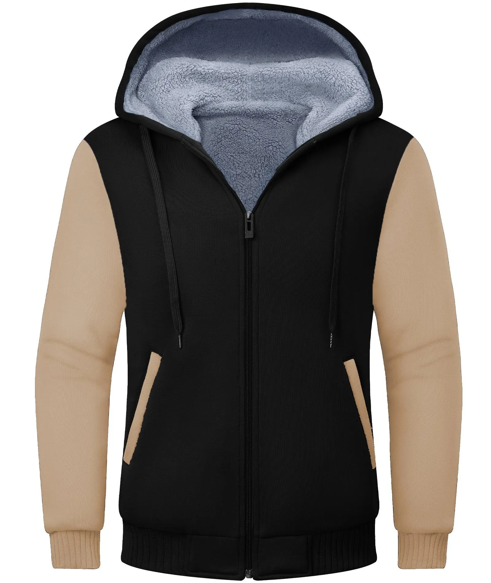 Men's Contrast Color Fleece Hoodie-ZPK006404