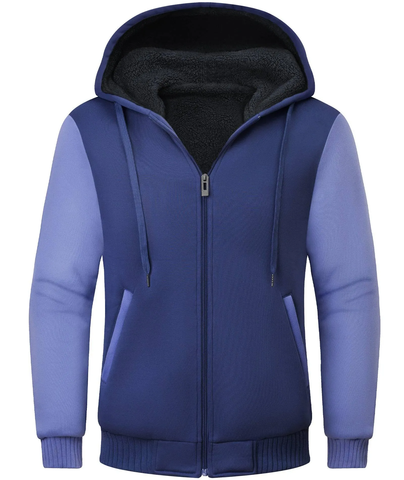 Men's Contrast Color Fleece Hoodie-ZPK006404