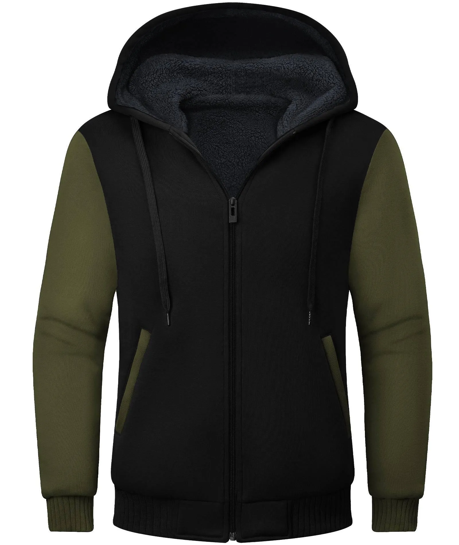 Men's Contrast Color Fleece Hoodie-ZPK006404