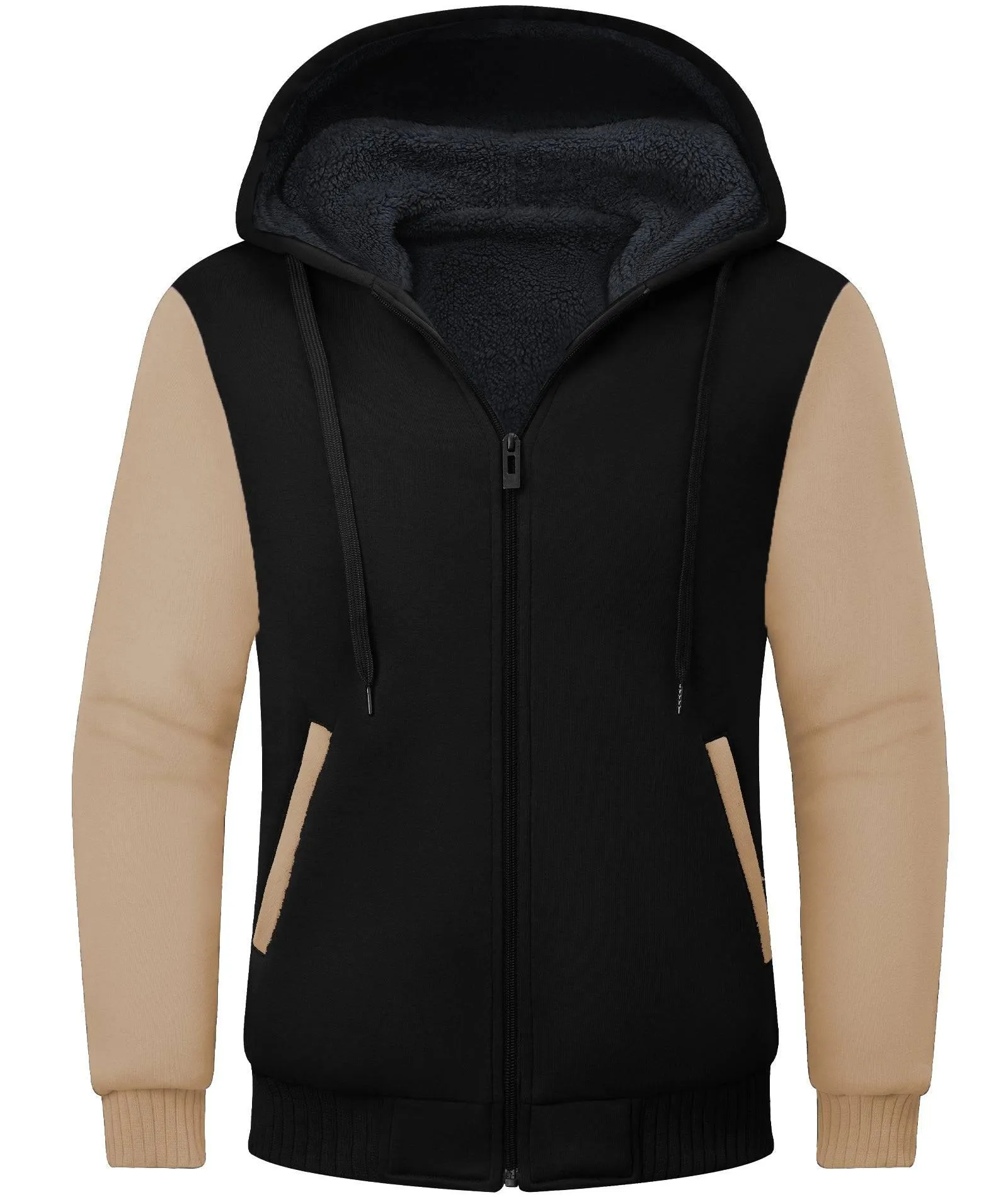 Men's Contrast Color Fleece Hoodie-ZPK006404