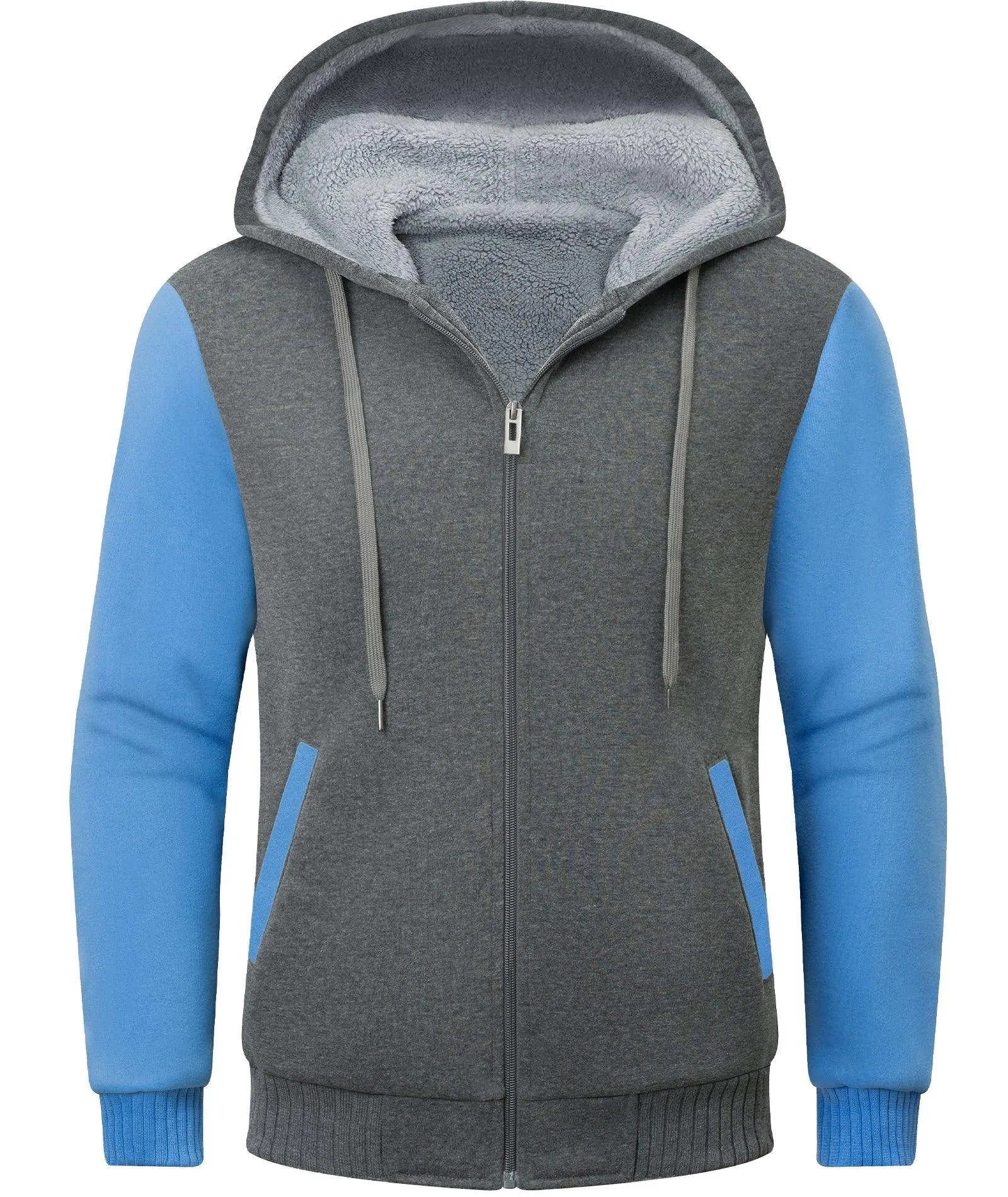 Men's Contrast Color Fleece Hoodie-ZPK006404