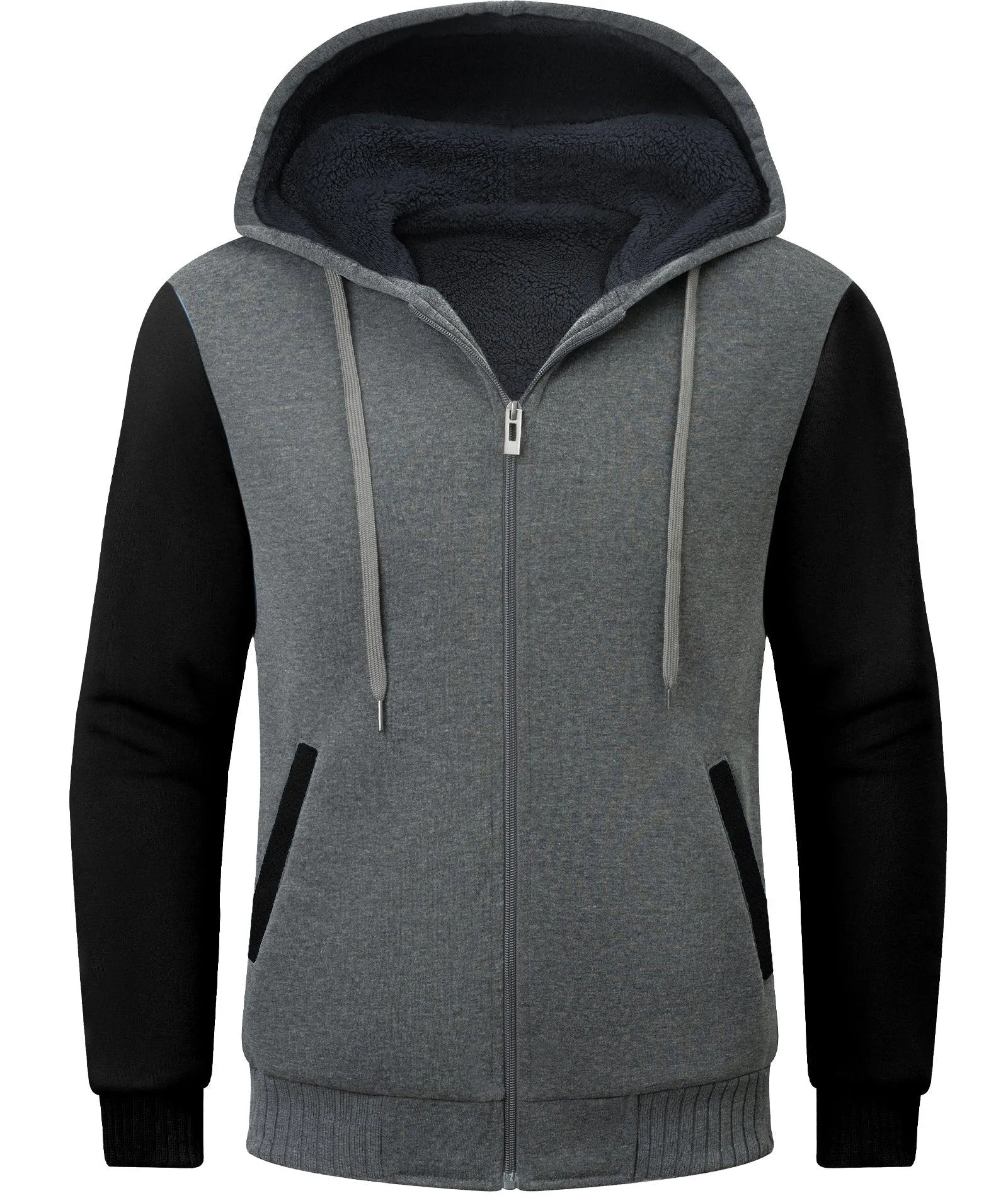 Men's Contrast Color Fleece Hoodie-ZPK006404