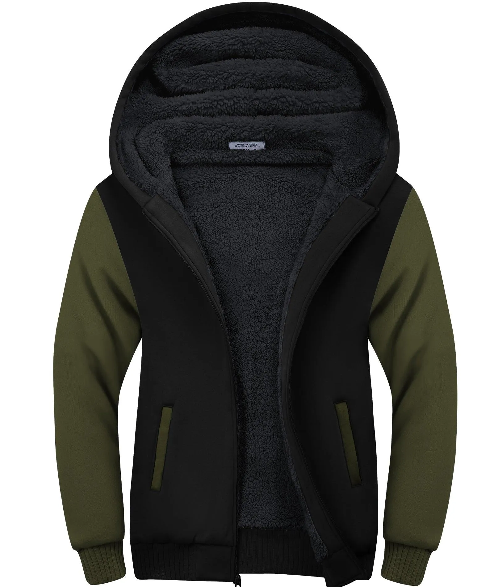 Men's Contrast Color Fleece Hoodie-ZPK006404