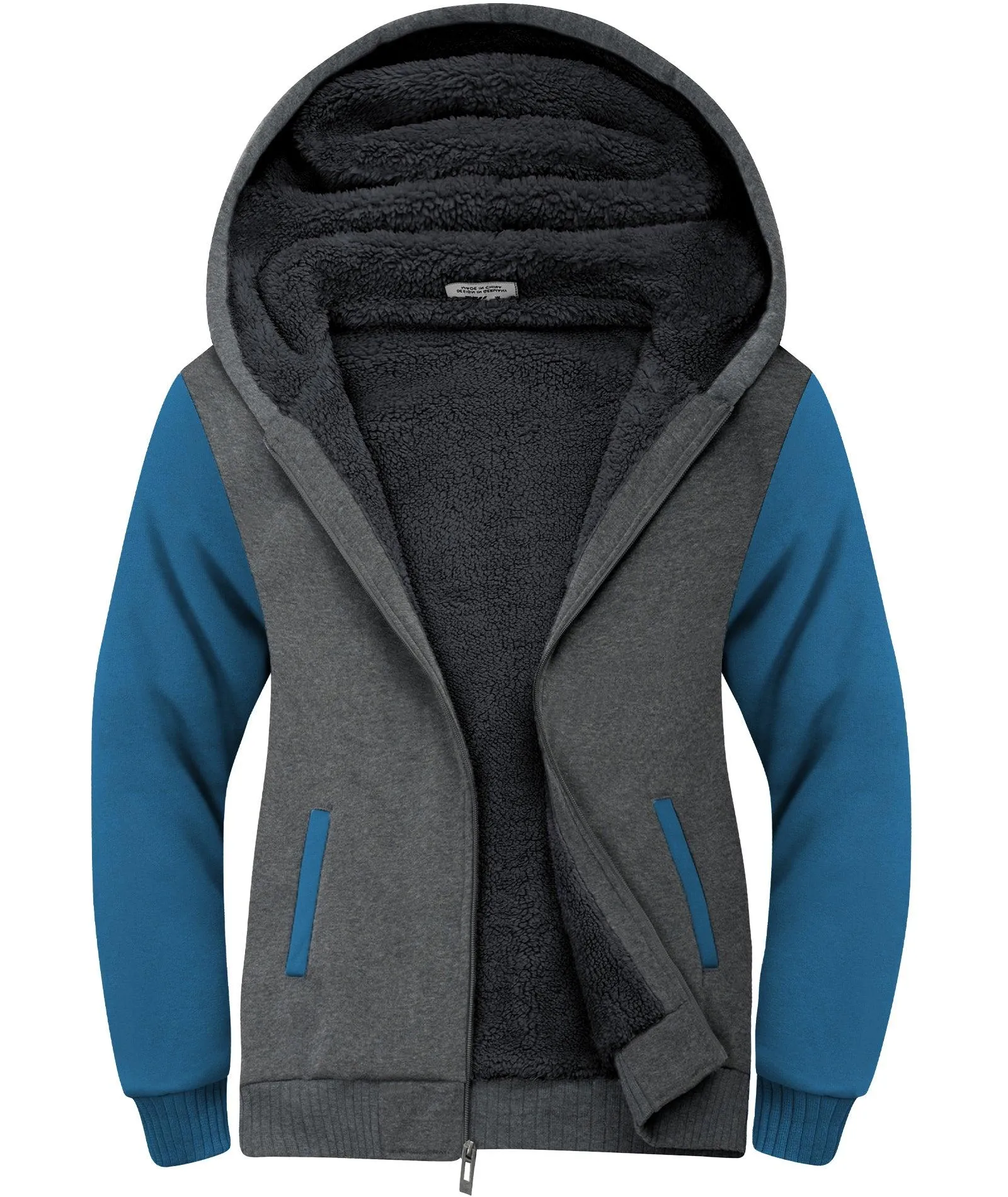 Men's Contrast Color Fleece Hoodie-ZPK006404