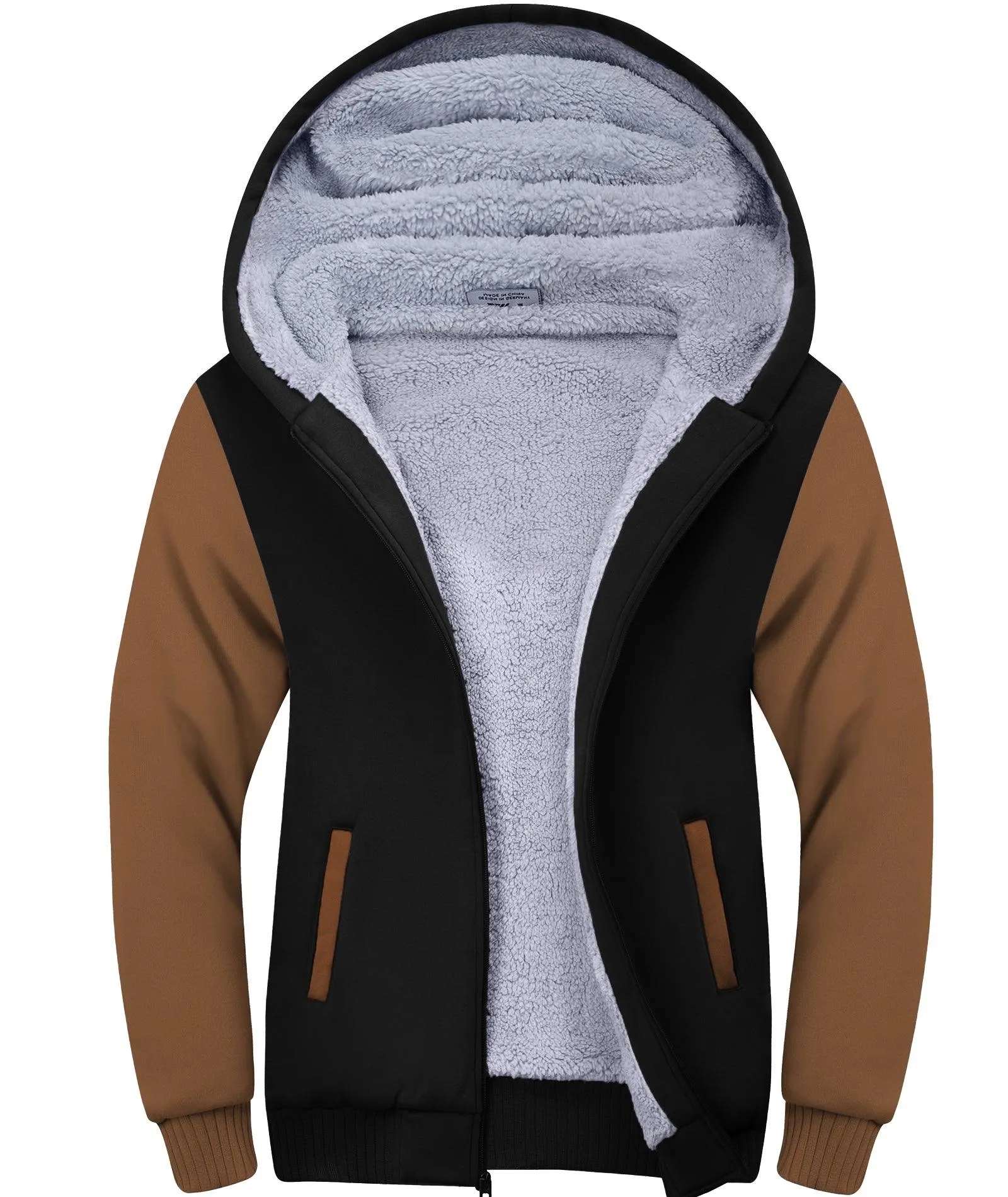 Men's Contrast Color Fleece Hoodie-ZPK006404