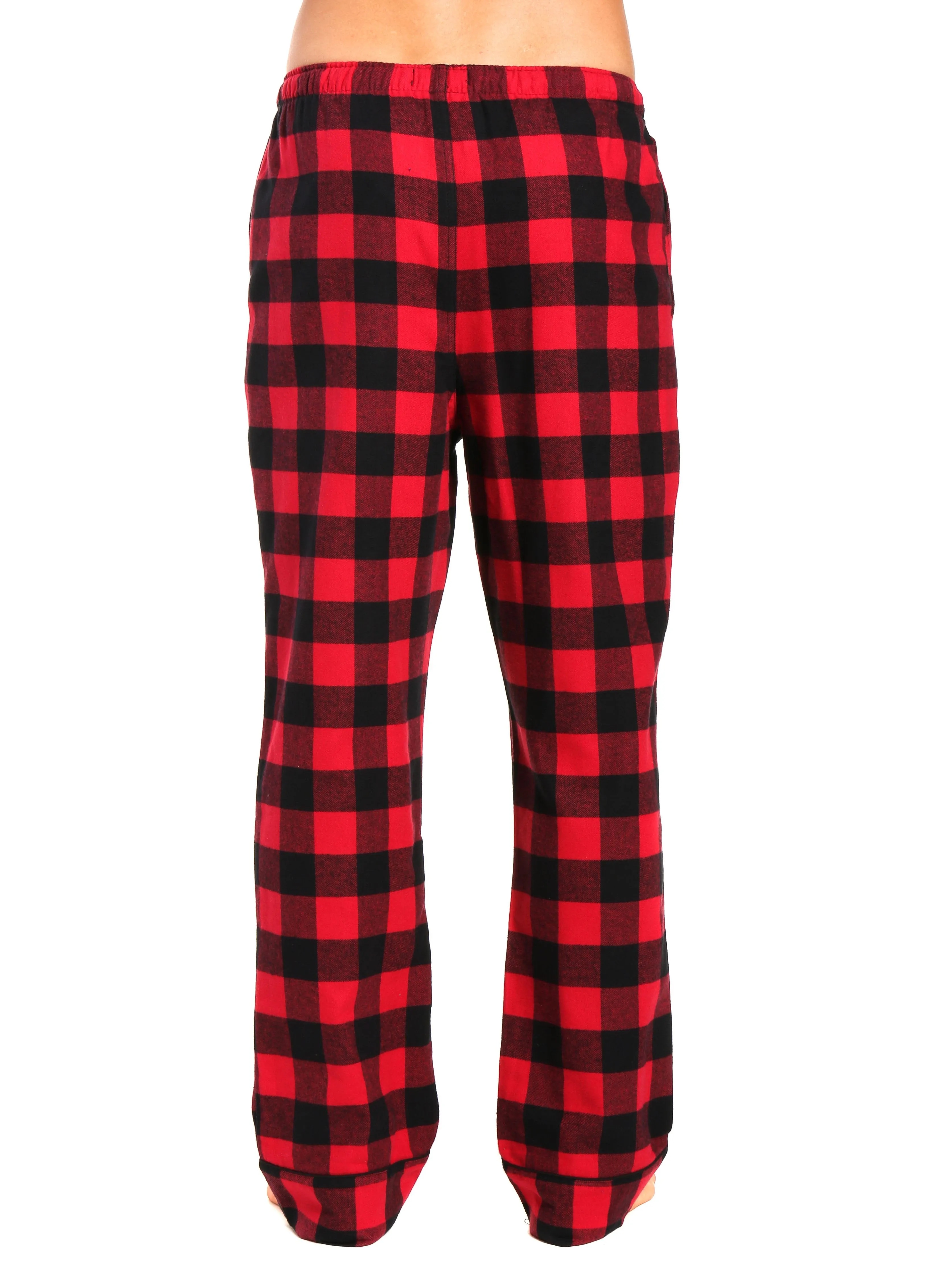 Mens Gingham 100% Cotton Flannel Lounge Pants - Gingham Checks - Black-Red