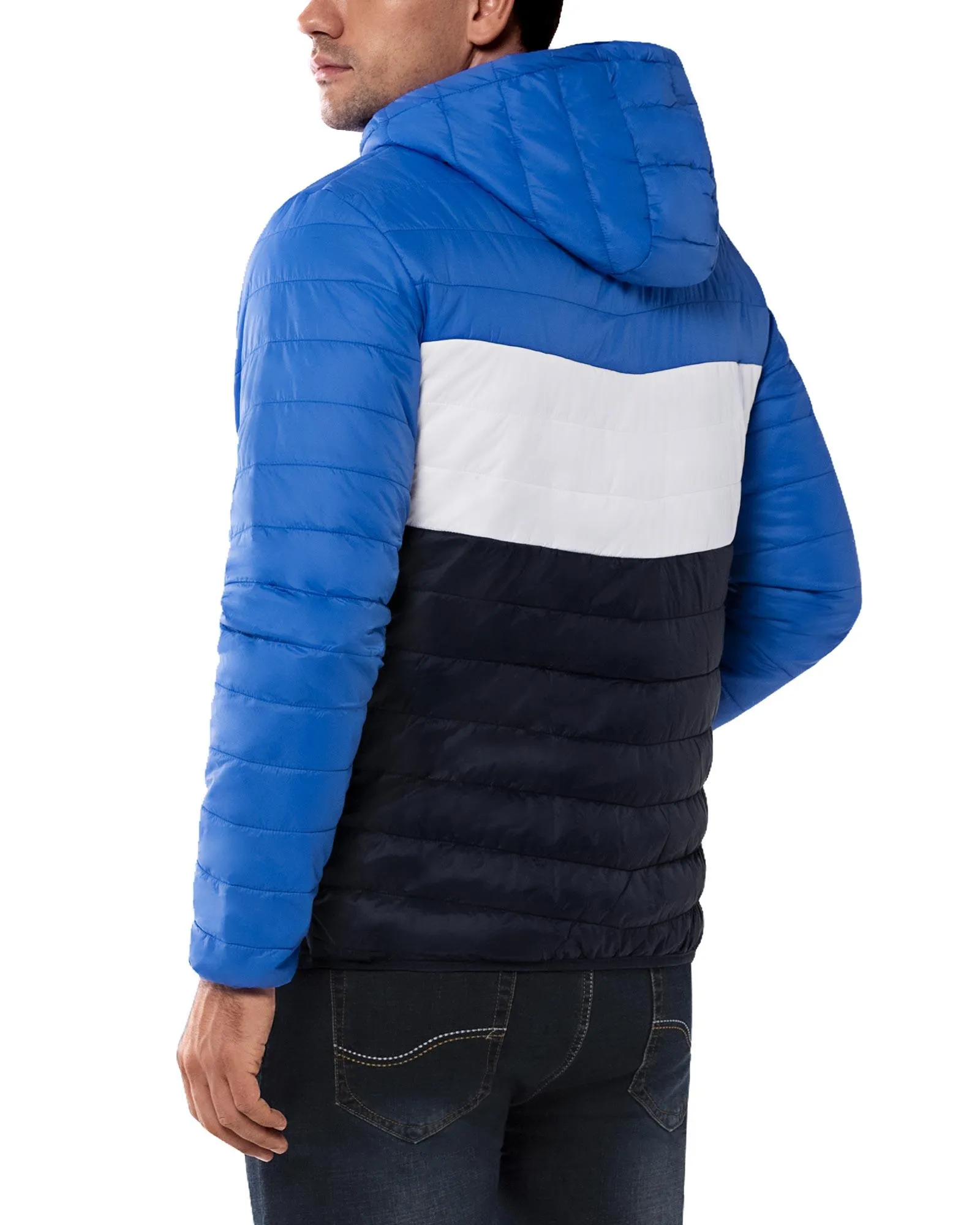 Men's Packable Puffer Jacket with Hood and 3 Pockets