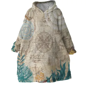 Nautical Chart Wearable Blanket Hoodie